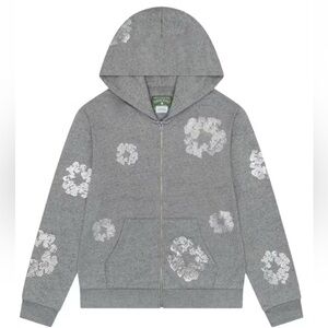 Denim Tears Zip Hoodie Size M Gray White New With Tags